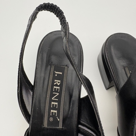 J. Renee Black Open Toe Strappy/Mesh Sandal with Elastic Heel Strap; Size 9.5 - Picture 5 of 12